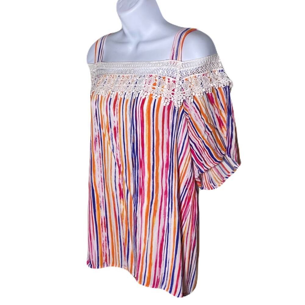 HAILEY LYN Stripped Open Shoulder Womans Top Size L